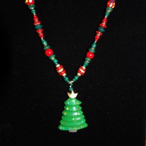 Vintage Christmas Wooden Necklace